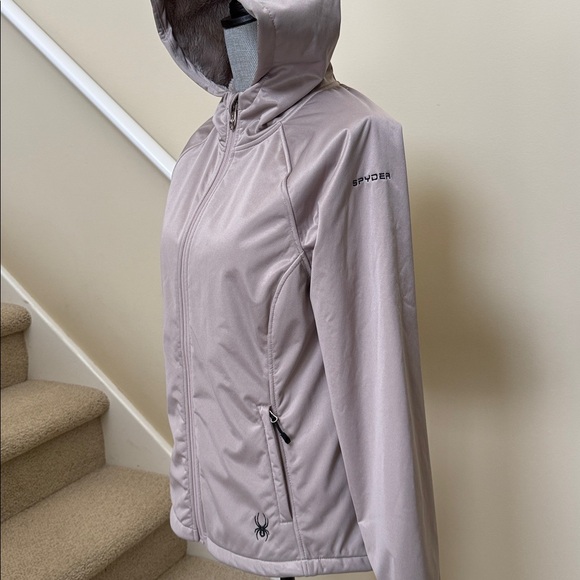 Spyder Women's Hooded Jacket in light mauve color. Size M. Soft faux fur inside. - Picture 5 of 16